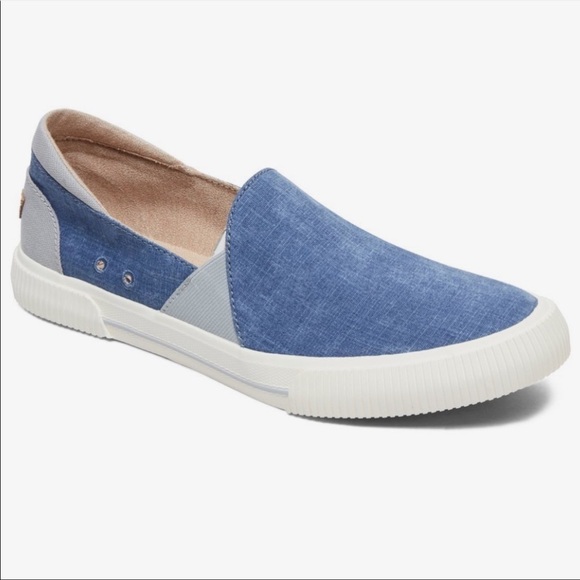 Roxy Women's Boat Shoes Slip On Blue Chambray Brayden Flats Surfer Beach Size 10 - Picture 2 of 16